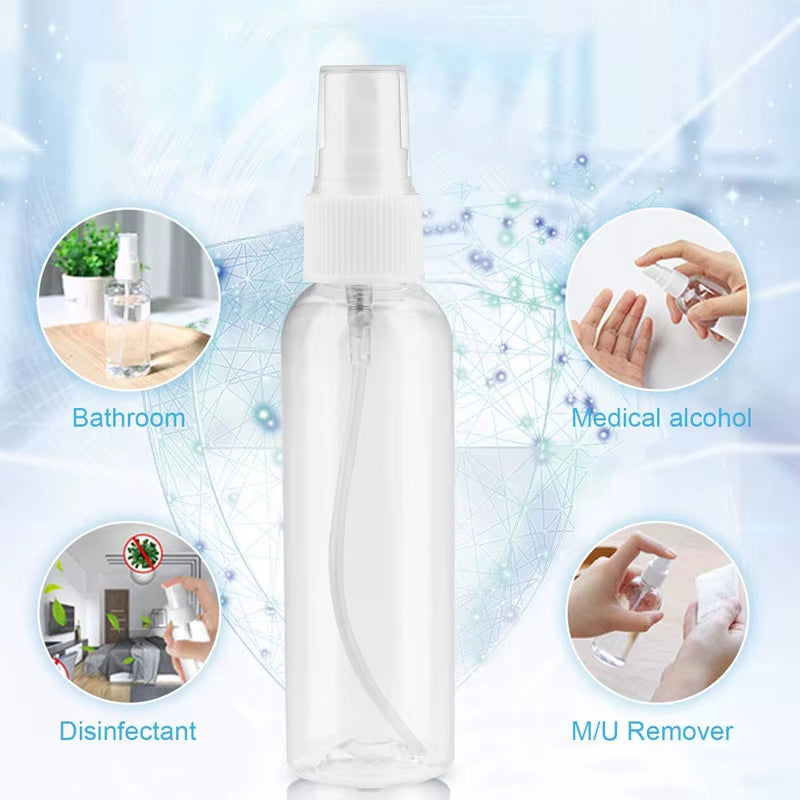 Set 3/5/10 recipiente pulverizatoare reutilizabile din plastic PET transparent – 10ml, 30ml, 50ml, 60ml, 100ml – pentru parfum sau lichide, portabile