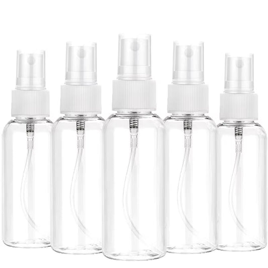 Set 3/5/10 recipiente pulverizatoare reutilizabile din plastic PET transparent – 10ml, 30ml, 50ml, 60ml, 100ml – pentru parfum sau lichide, portabile